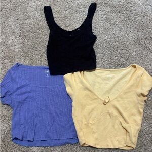 PacSun Women's Black, Blue, and Yellow Top Set (3 pack)